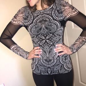 INC black and white top